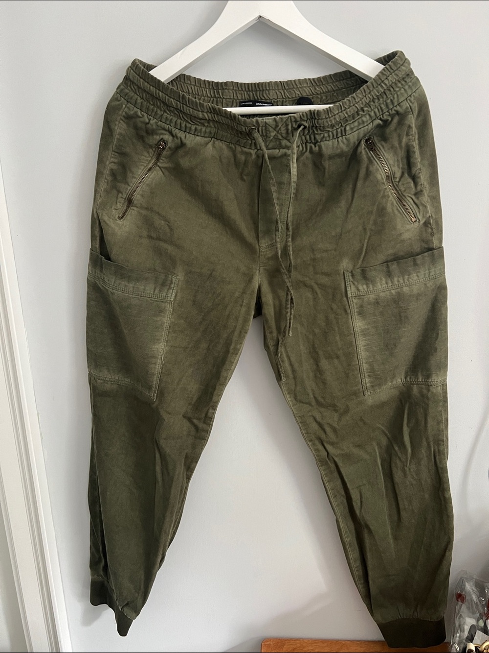 Zara Olive Green Cargo-Style Joggers